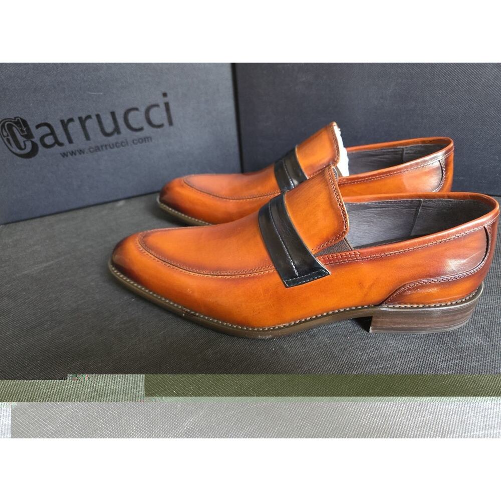 Carrucci Contrast Penny Loafer KS479-601N Cognac Men’s Size 9.5D